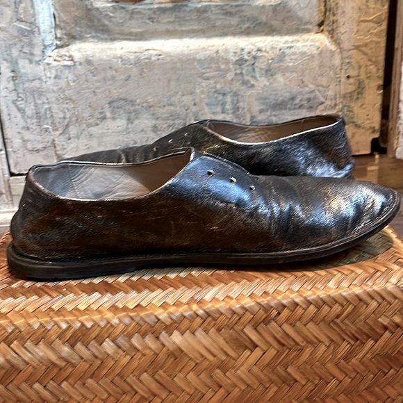 EUC Marsell Leather Distressed Laceless Metallic Oxfords, /40.5 EU, 10.5 US/ - Picture 4 of 8
